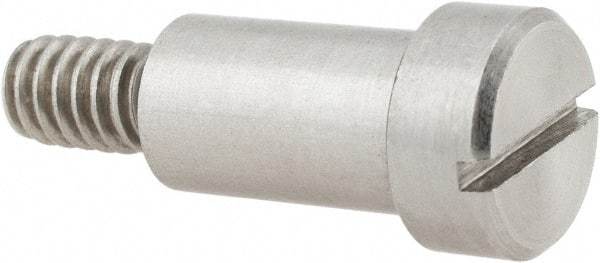 Made in USA - 3/8" Shoulder Diam x 5/8" Shoulder Length, 1/4-20 UNC, Slotted Precision Shoulder Screw - 303 Stainless Steel, Uncoated, 7/32" Head Height x 1/2" Head Diam - Top Tool & Supply