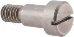 Made in USA - 3/8" Shoulder Diam x 1/2" Shoulder Length, 5/16-18 UNC, Slotted Precision Shoulder Screw - 303 Stainless Steel, Uncoated, 1/4" Head Height x 9/16" Head Diam - Top Tool & Supply