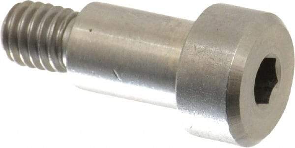 Made in USA - 1/4" Shoulder Diam x 3/8" Shoulder Length, #10-32 UNF, Hex Socket Precision Shoulder Screw - 303, 18-8 Stainless Steel, Uncoated, 3/16" Head Height x 3/8" Head Diam - Top Tool & Supply