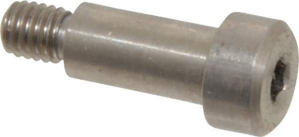 Made in USA - 1/4" Shoulder Diam x 1/2" Shoulder Length, #10-32 UNF, Hex Socket Precision Shoulder Screw - 303, 18-8 Stainless Steel, Uncoated, 3/16" Head Height x 3/8" Head Diam - Top Tool & Supply