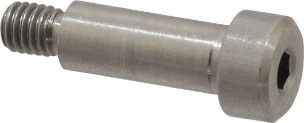 Made in USA - 1/4" Shoulder Diam x 5/8" Shoulder Length, #10-32 UNF, Hex Socket Precision Shoulder Screw - 303, 18-8 Stainless Steel, Uncoated, 3/16" Head Height x 3/8" Head Diam - Top Tool & Supply