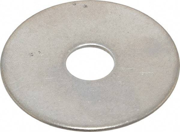 Value Collection - 1/2" Screw, Grade 18-8 Stainless Steel Fender Flat Washer - 17/32" ID x 2" OD, 0.06" Thick - Top Tool & Supply