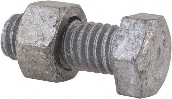 Value Collection - 3/8-16 Thread, 1" Length Under Head, Steel Hex Head Bolt - Hot Dipped Galvanized Coated, 9/16" Hex, UNC Thread, ANSI/ASME B18.2.2 & ASME B18.2.1, Grade 2 - Top Tool & Supply