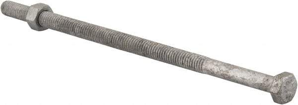 Value Collection - 3/8-16 Thread, 8" Length Under Head, Steel Hex Head Bolt - Hot Dipped Galvanized Coated, 9/16" Hex, UNC Thread, ANSI/ASME B18.2.2 & ASME B18.2.1, Grade 2 - Top Tool & Supply