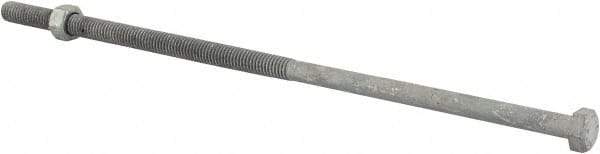 Value Collection - 3/8-16 Thread, 11" Length Under Head, Steel Hex Head Bolt - Hot Dipped Galvanized Coated, 9/16" Hex, ANSI/ASME B18.2.2 & ASME B18.2.1, Grade 2 - Top Tool & Supply