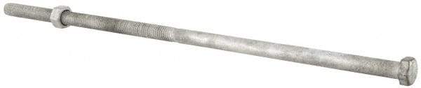 Value Collection - 3/8-16 Thread, 12" Length Under Head, Steel Hex Head Bolt - Hot Dipped Galvanized Coated, 9/16" Hex, ANSI/ASME B18.2.2 & ASME B18.2.1, Grade 2 - Top Tool & Supply