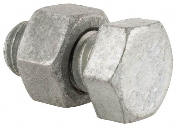 Value Collection - 1/2-13 Thread, 1" Length Under Head, Steel Hex Head Bolt - Hot Dipped Galvanized Coated, 3/4" Hex, UNC Thread, ANSI/ASME B18.2.2 & ASME B18.2.1, Grade 2 - Top Tool & Supply