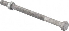 Value Collection - 1/2-13 Thread, 8" Length Under Head, Steel Hex Head Bolt - Hot Dipped Galvanized Coated, 3/4" Hex, UNC Thread, ANSI/ASME B18.2.2 & ASME B18.2.1, Grade 2 - Top Tool & Supply