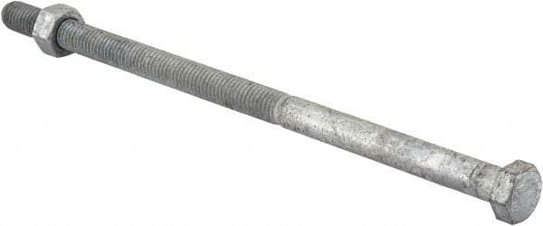 Value Collection - 1/2-13 Thread, 10" Length Under Head, Steel Hex Head Bolt - Hot Dipped Galvanized Coated, 3/4" Hex, UNC Thread, ANSI/ASME B18.2.2 & ASME B18.2.1, Grade 2 - Top Tool & Supply