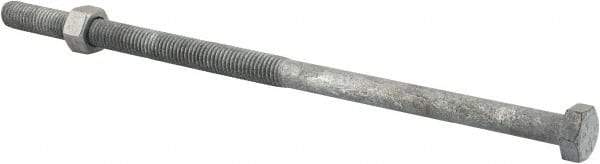 Value Collection - 1/2-13 Thread, 11" Length Under Head, Steel Hex Head Bolt - Hot Dipped Galvanized Coated, 3/4" Hex, UNC Thread, ANSI/ASME B18.2.2 & ASME B18.2.1, Grade 2 - Top Tool & Supply