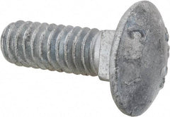 Value Collection - 1/4-20 UNC 3/4" Length Under Head, Standard Square Neck, Carriage Bolt - 1006-1050 Steel, Galvanized Zinc-Plated Finish - Top Tool & Supply