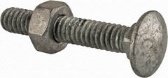 Value Collection - 1/4-20 UNC 1-1/2" Length Under Head, Standard Square Neck, Carriage Bolt - 1006-1050 Steel, Galvanized Zinc-Plated Finish - Top Tool & Supply