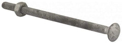 Value Collection - 1/4-20 UNC 4-1/2" Length Under Head, Standard Square Neck, Carriage Bolt - 1006-1050 Steel, Galvanized Zinc-Plated Finish - Top Tool & Supply