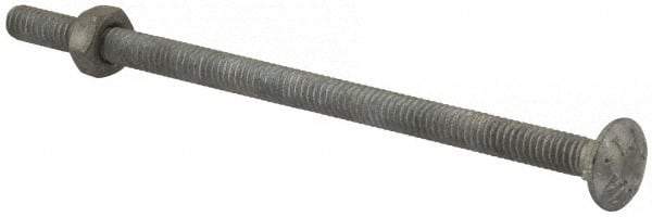 Value Collection - 1/4-20 UNC 5" Length Under Head, Standard Square Neck, Carriage Bolt - 1006-1050 Steel, Galvanized Zinc-Plated Finish - Top Tool & Supply