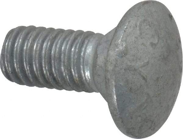 Value Collection - 5/16-18 UNC 3/4" Length Under Head, Standard Square Neck, Carriage Bolt - 1006-1050 Steel, Galvanized Zinc-Plated Finish - Top Tool & Supply