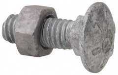 Value Collection - 5/16-18 UNC 1" Length Under Head, Standard Square Neck, Carriage Bolt - 1006-1050 Steel, Galvanized Zinc-Plated Finish - Top Tool & Supply