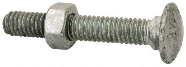 Value Collection - 5/16-18 UNC 2" Length Under Head, Standard Square Neck, Carriage Bolt - 1006-1050 Steel, Galvanized Zinc-Plated Finish - Top Tool & Supply