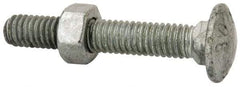 Value Collection - 5/16-18 UNC 2" Length Under Head, Standard Square Neck, Carriage Bolt - 1006-1050 Steel, Galvanized Zinc-Plated Finish - Top Tool & Supply