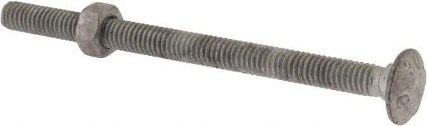 Value Collection - 5/16-18 UNC 4-1/2" Length Under Head, Standard Square Neck, Carriage Bolt - 1006-1050 Steel, Galvanized Zinc-Plated Finish - Top Tool & Supply