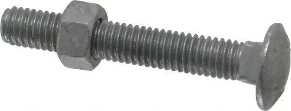 Value Collection - 3/8-16 UNC 2-1/2" Length Under Head, Standard Square Neck, Carriage Bolt - 1006-1050 Steel, Galvanized Zinc-Plated Finish - Top Tool & Supply