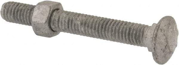 Value Collection - 3/8-16 UNC 3" Length Under Head, Standard Square Neck, Carriage Bolt - 1006-1050 Steel, Galvanized Zinc-Plated Finish - Top Tool & Supply