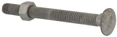 Value Collection - 3/8-16 UNC 4" Length Under Head, Standard Square Neck, Carriage Bolt - 1006-1050 Steel, Galvanized Zinc-Plated Finish - Top Tool & Supply