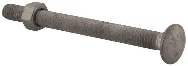 Value Collection - 3/8-16 UNC 4-1/2" Length Under Head, Standard Square Neck, Carriage Bolt - 1006-1050 Steel, Galvanized Zinc-Plated Finish - Top Tool & Supply