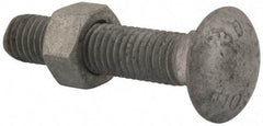 Value Collection - 1/2-13 UNC 2-1/2" Length Under Head, Standard Square Neck, Carriage Bolt - 1006-1050 Steel, Galvanized Zinc-Plated Finish - Top Tool & Supply