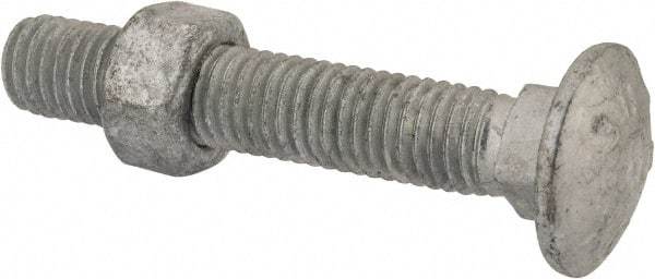 Value Collection - 1/2-13 UNC 3" Length Under Head, Standard Square Neck, Carriage Bolt - 1006-1050 Steel, Galvanized Zinc-Plated Finish - Top Tool & Supply