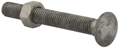 Value Collection - 5/8-11 UNC 5" Length Under Head, Standard Square Neck, Carriage Bolt - 1006-1050 Steel, Galvanized Zinc-Plated Finish - Top Tool & Supply