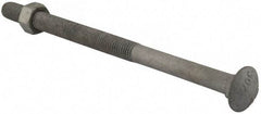 Value Collection - 5/8-11 UNC 10" Length Under Head, Standard Square Neck, Carriage Bolt - 1006-1050 Steel, Galvanized Zinc-Plated Finish - Top Tool & Supply