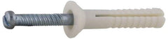 Value Collection - 1/4" Diam, 1/4" Drill, 2" OAL, 1-1/4" Min Embedment Hammer Drive Concrete Anchor - Nylon, Zinc-Plated Finish, Flat Head - Top Tool & Supply