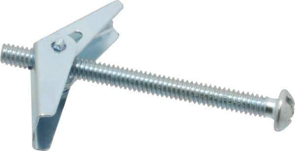 Value Collection - 1/4" Screw, 1/4" Diam, 3" Long, Toggle Bolt Drywall & Hollow Wall Anchor - 1/4" Drill, Zinc Plated, Steel, Use in Concrete, & Masonry, Hollow Tile, Plaster & Wallboard - Top Tool & Supply