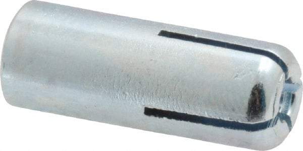 Value Collection - 1/4" Diam, 3/8" Drill, 1" OAL, Drop-In Concrete Anchor - Grade 5 Steel, Zinc-Plated Finish, 1/2" Thread Length - Top Tool & Supply