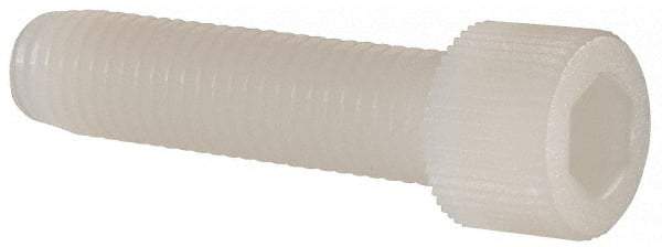 Made in USA - 1/4-28 UNF Hex Socket Drive, Socket Cap Screw - Grade 6/6 Nylon, Uncoated, Fully Threaded, 1" Length Under Head - Top Tool & Supply