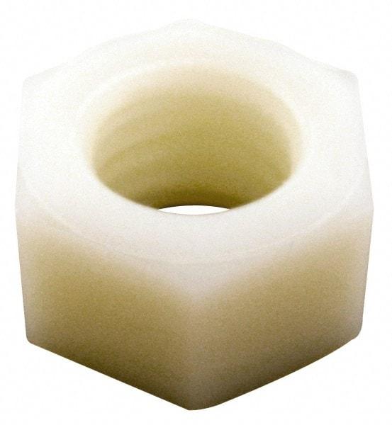 Made in USA - 5/8-11 UNC Nylon Right Hand Hex Nut - 23.5mm Across Flats, 13.97mm High, Uncoated - Top Tool & Supply