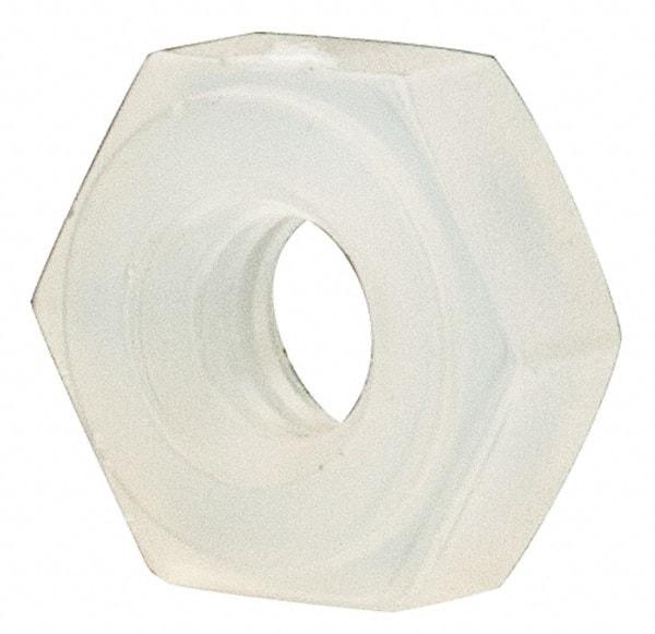 Made in USA - #2-56 UNC Nylon Right Hand Hex Nut - 4.57mm Across Flats, 1.78mm High, Uncoated - Top Tool & Supply