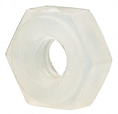 Made in USA - #2-56 UNC Nylon Right Hand Hex Nut - 4.57mm Across Flats, 1.78mm High, Uncoated - Top Tool & Supply