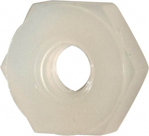 Made in USA - #4-40 UNC Nylon Right Hand Hex Nut - 1/4" Across Flats, 2.54mm High, Uncoated - Top Tool & Supply