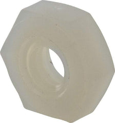 Made in USA - #8-32 UNC Nylon Right Hand Hex Nut - 8.51mm Across Flats, 3.3mm High, Uncoated - Top Tool & Supply