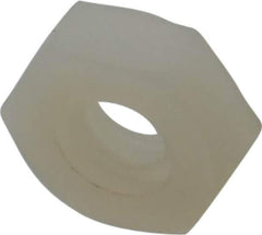 Made in USA - #10-24 UNC Nylon Right Hand Hex Nut - 9.27mm Across Flats, 3.43mm High, Uncoated - Top Tool & Supply