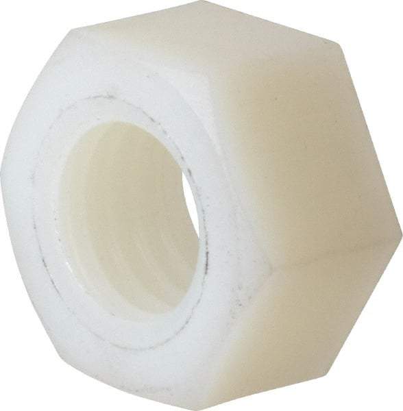 Made in USA - 1/2-13 UNC Nylon Right Hand Hex Nut - 3/4" Across Flats, 10.92mm High, Uncoated - Top Tool & Supply