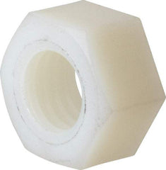 Made in USA - 1/2-13 UNC Nylon Right Hand Hex Nut - 3/4" Across Flats, 10.92mm High, Uncoated - Top Tool & Supply