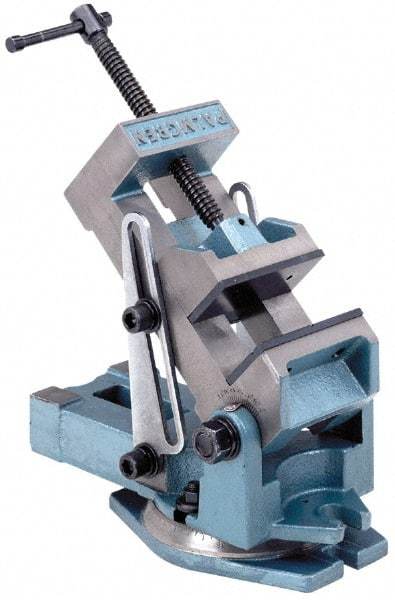 Palmgren - 4" Jaw Width, 4" Jaw Opening Capacity, Angle Swivel Machine Vise - Manual Operation, 1 Station, 12" Long x 6-1/4" High x 1-3/4" Deep - Top Tool & Supply