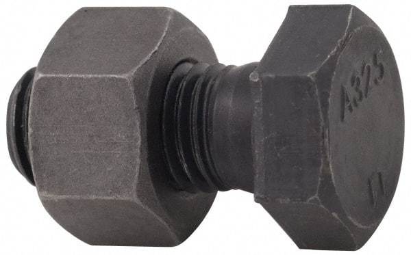 Value Collection - 1-1/8 - 7 Thread, 8" Length Under Head, Steel Hex Head Bolt - Uncoated, UNC Thread, ASTM A325 - Top Tool & Supply