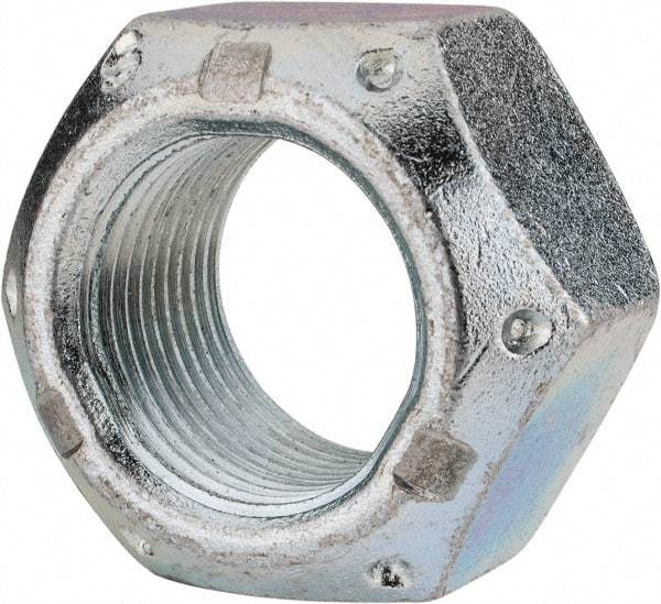 Value Collection - 1-1/8 - 12 UNF Grade C Hex Lock Nut with Distorted Thread - 1-11/16" Width Across Flats, 1" High, Cadmium Clear-Plated Finish - Top Tool & Supply