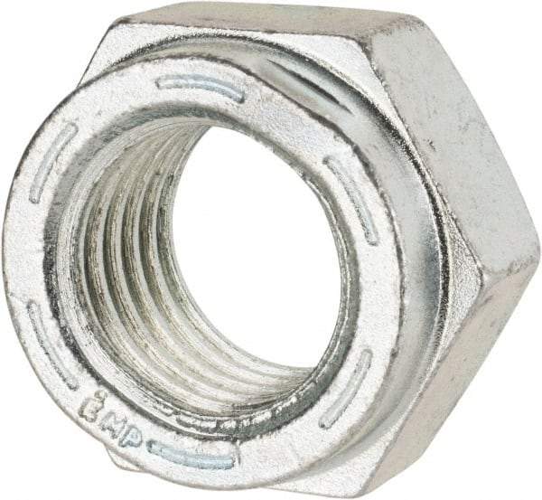 Value Collection - 1-1/8 - 7 UNC Grade C Hex Lock Nut with Distorted Thread - 1-11/16" Width Across Flats, 1" High, Cadmium Clear-Plated Finish - Top Tool & Supply