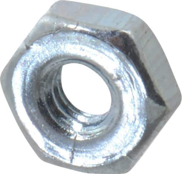 Value Collection - #2-64 UN Steel Right Hand Machine Screw Hex Nut - 3/16" Across Flats, 0.066" High, Zinc-Plated Finish, 2B Class of Fit - Top Tool & Supply