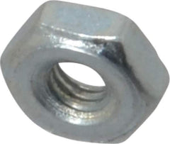 Value Collection - #4-48 UN Steel Right Hand Machine Screw Hex Nut - 1/4" Across Flats, 0.098" High, Zinc-Plated Finish, 2B Class of Fit - Top Tool & Supply