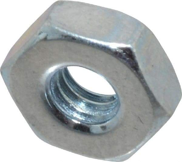 Value Collection - #8-36 UN Steel Right Hand Machine Screw Hex Nut - 11/32" Across Flats, 1/8" High, Zinc-Plated Finish, 2B Class of Fit - Top Tool & Supply